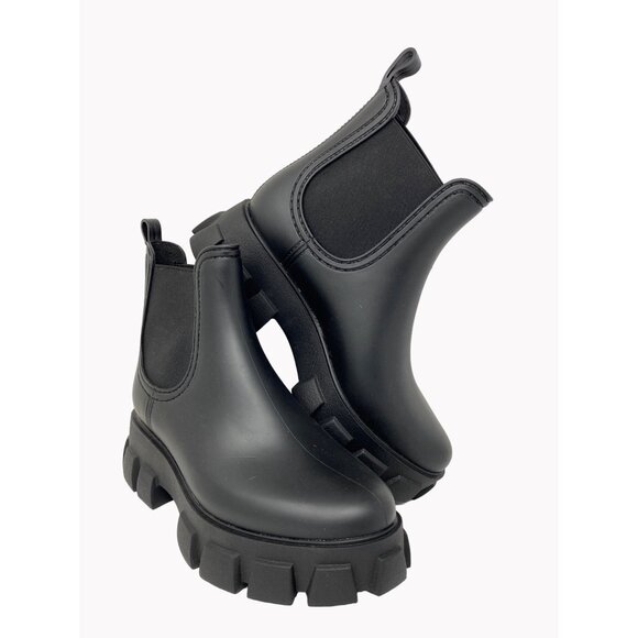Jeffrey Campbell Women’s 10 Platform Chelsea Rain Boots Lug Sole Black - Picture 11 of 11